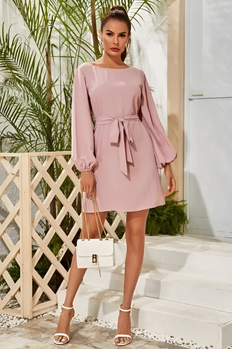 Lira™ | Élégante Robe Ceinturée en Satin