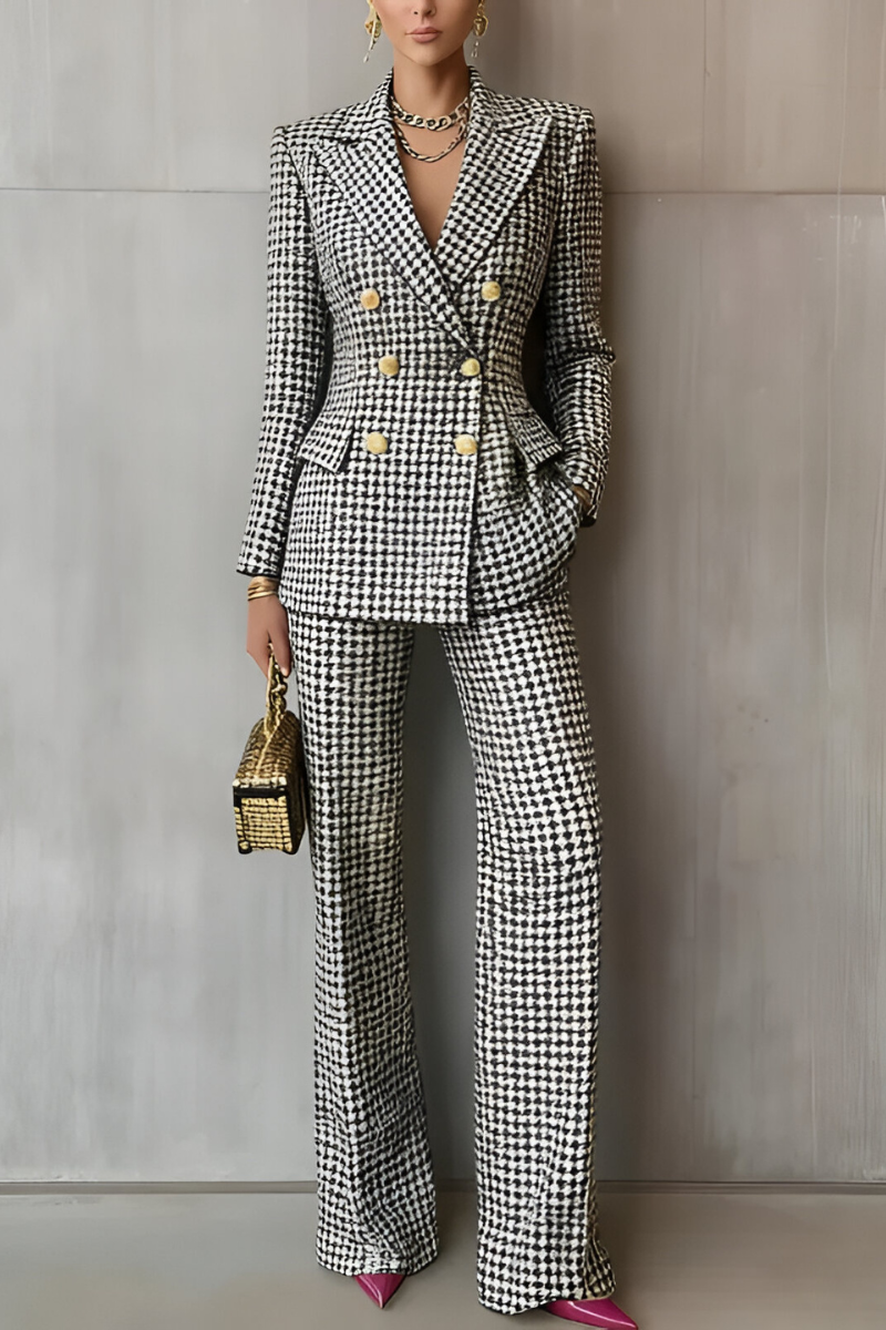 Celyn™ | Élégante Ensemble à Carreaux
