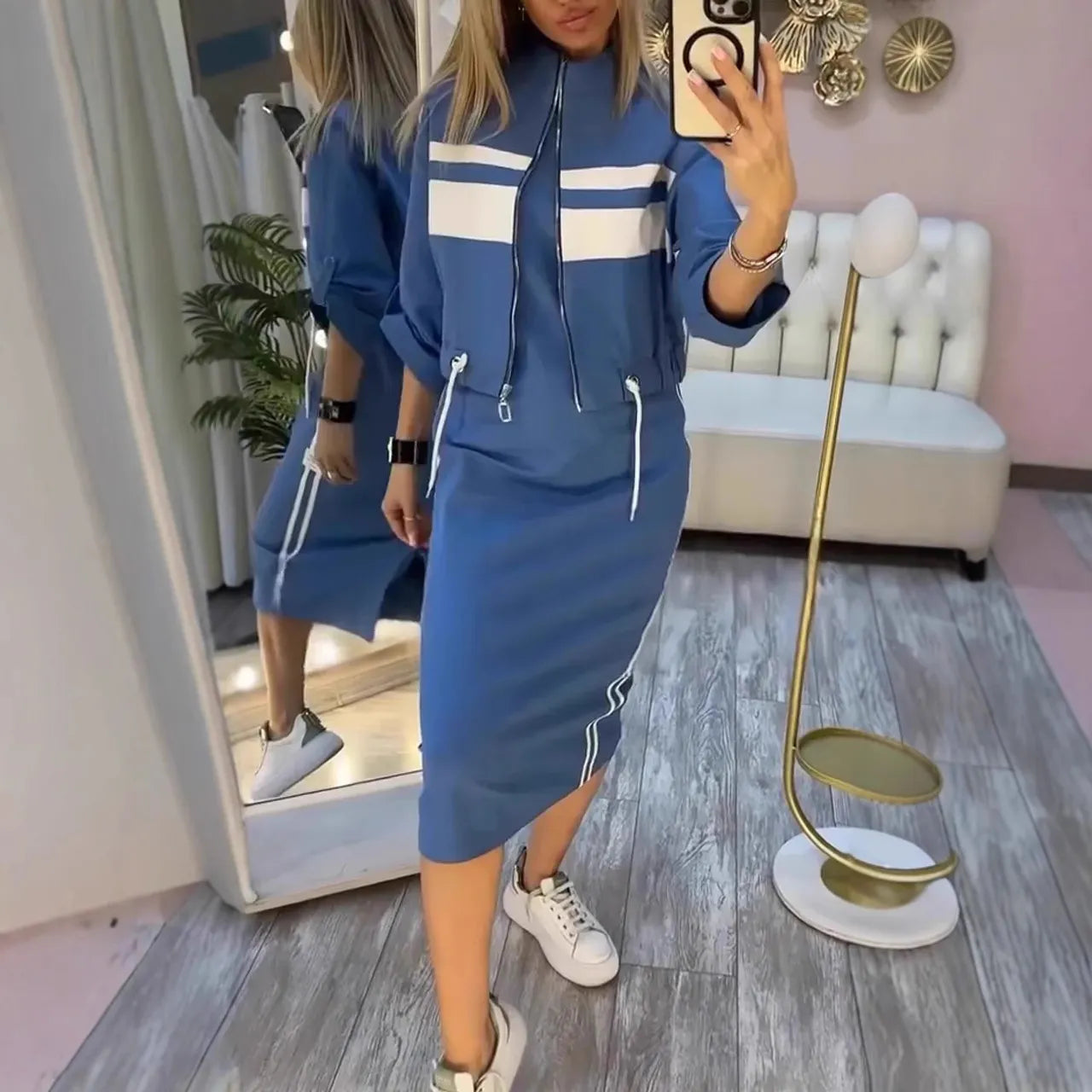 Mire™ | Robe Midi Confortable & Gilet