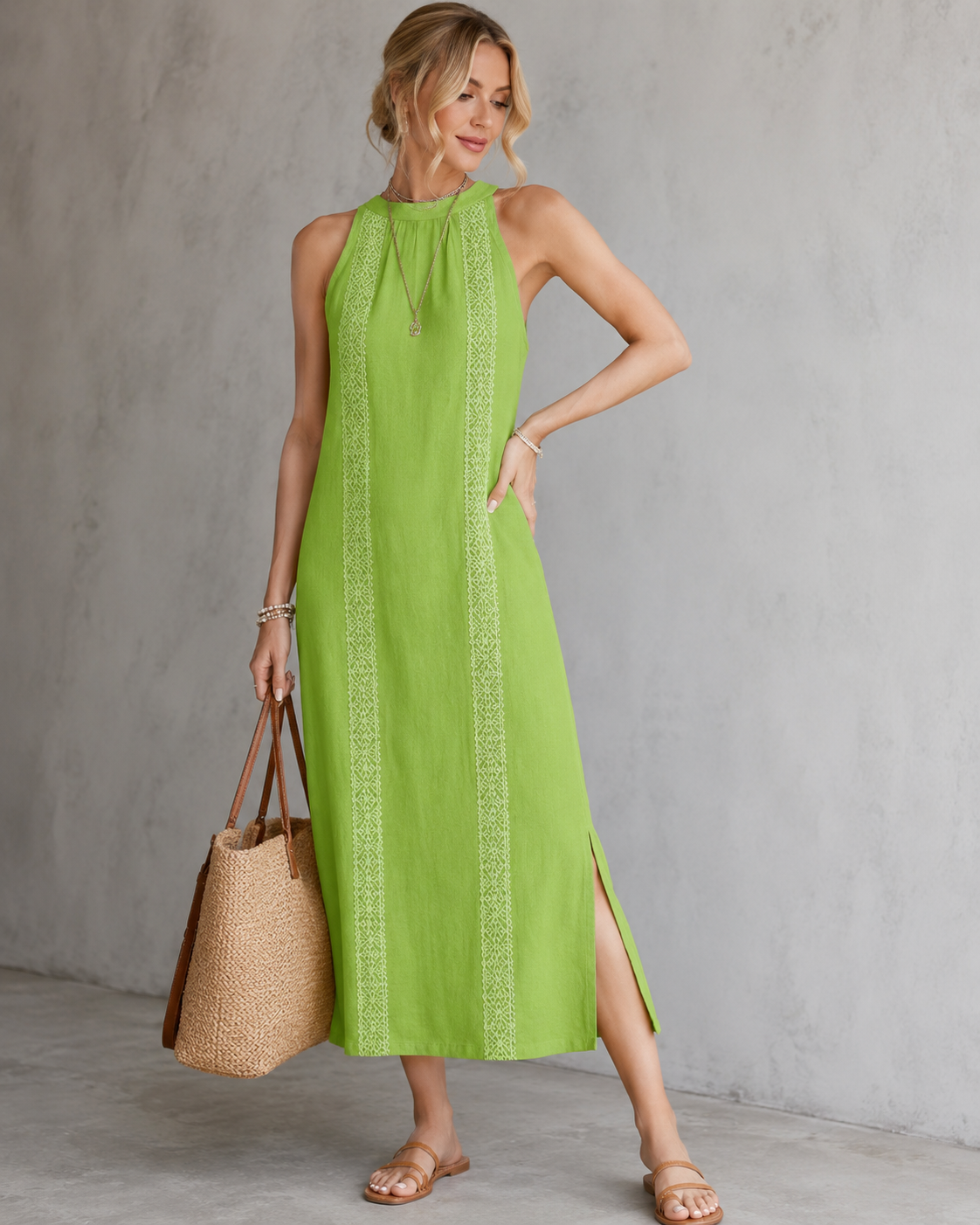 Mathilde™ | Élégante Robe Midi Sans Manches Qui Camoufle Le Ventre