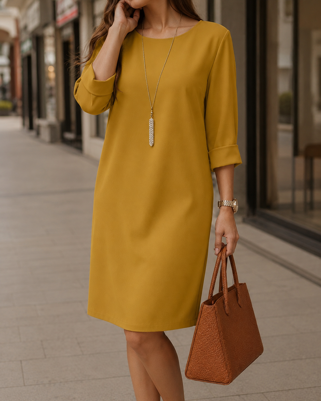 Mathilde™ | Robe midi qui camoufle le ventre avec poches