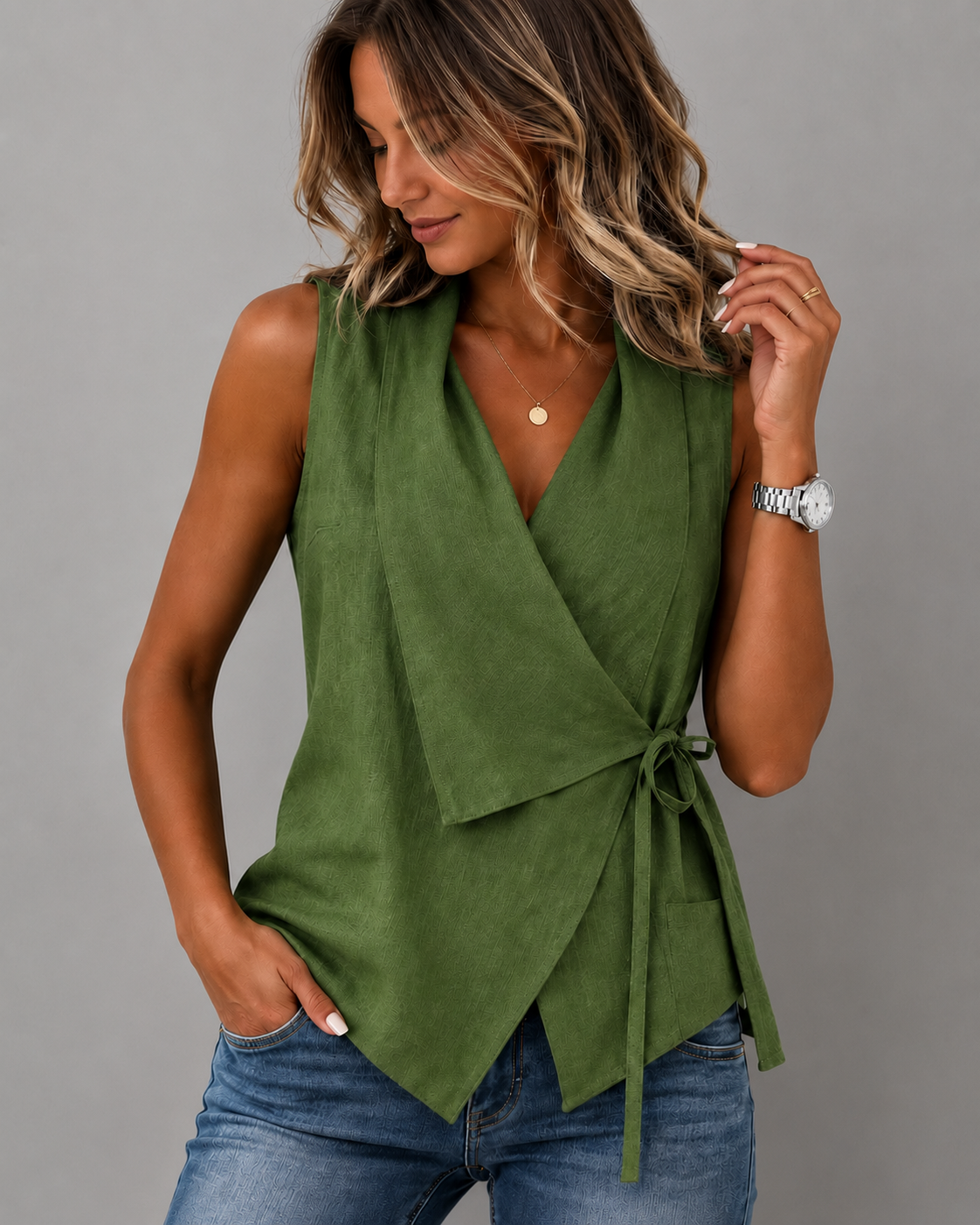 Lorena™ | Blouse Cache-Cœur Sans Manches Élégante