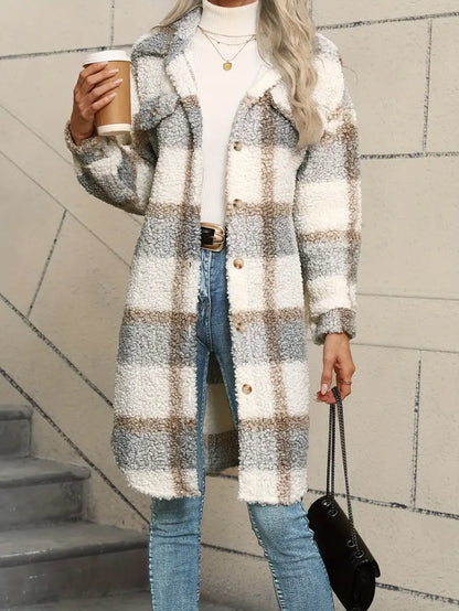 Isabelle | Veste teddy à carreaux confortable