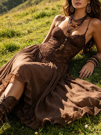 Hélène™ | Robe maxi en dentelle qui camoufle le ventre