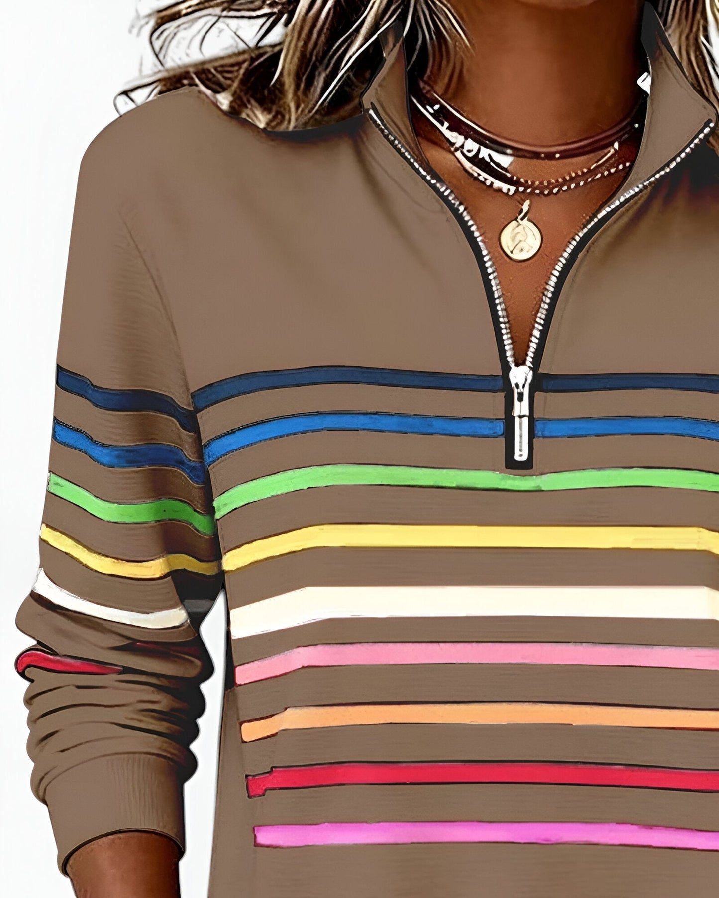 Kira™ | Pull zippé rayé confortable