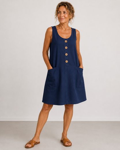 Maud™ | Robe décontractée en coton boutonnée qui camoufle le ventre