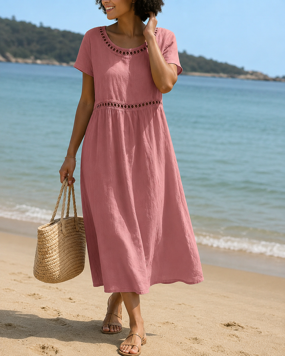 Livia™ | Robe midi brodée élégante qui camoufle le ventre