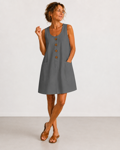 Maud™ | Robe décontractée en coton boutonnée qui camoufle le ventre