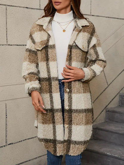 Isabelle | Veste teddy à carreaux confortable