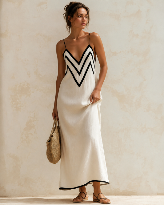 Gaëlle™ | Robe maxi élégante qui camoufle le ventre avec design chevron