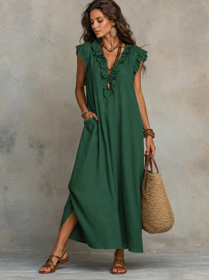 Camélia™ | Robe Maxi Bohème À Effet Ventre Plat