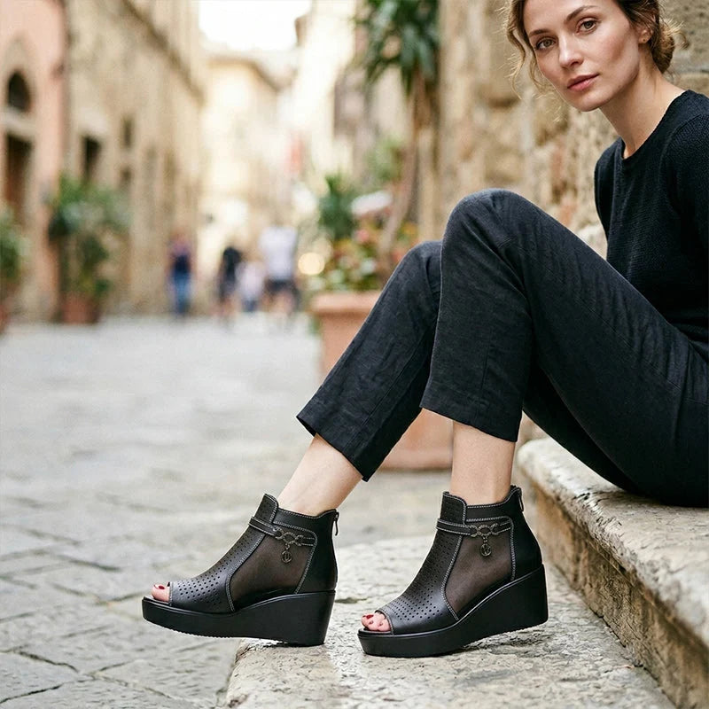 Isabelle™ | Sandales orthopédiques confortables à talon compensé