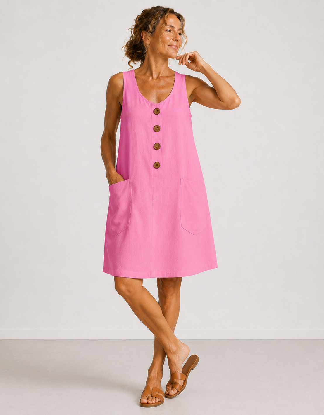 Maud™ | Robe décontractée en coton boutonnée qui camoufle le ventre