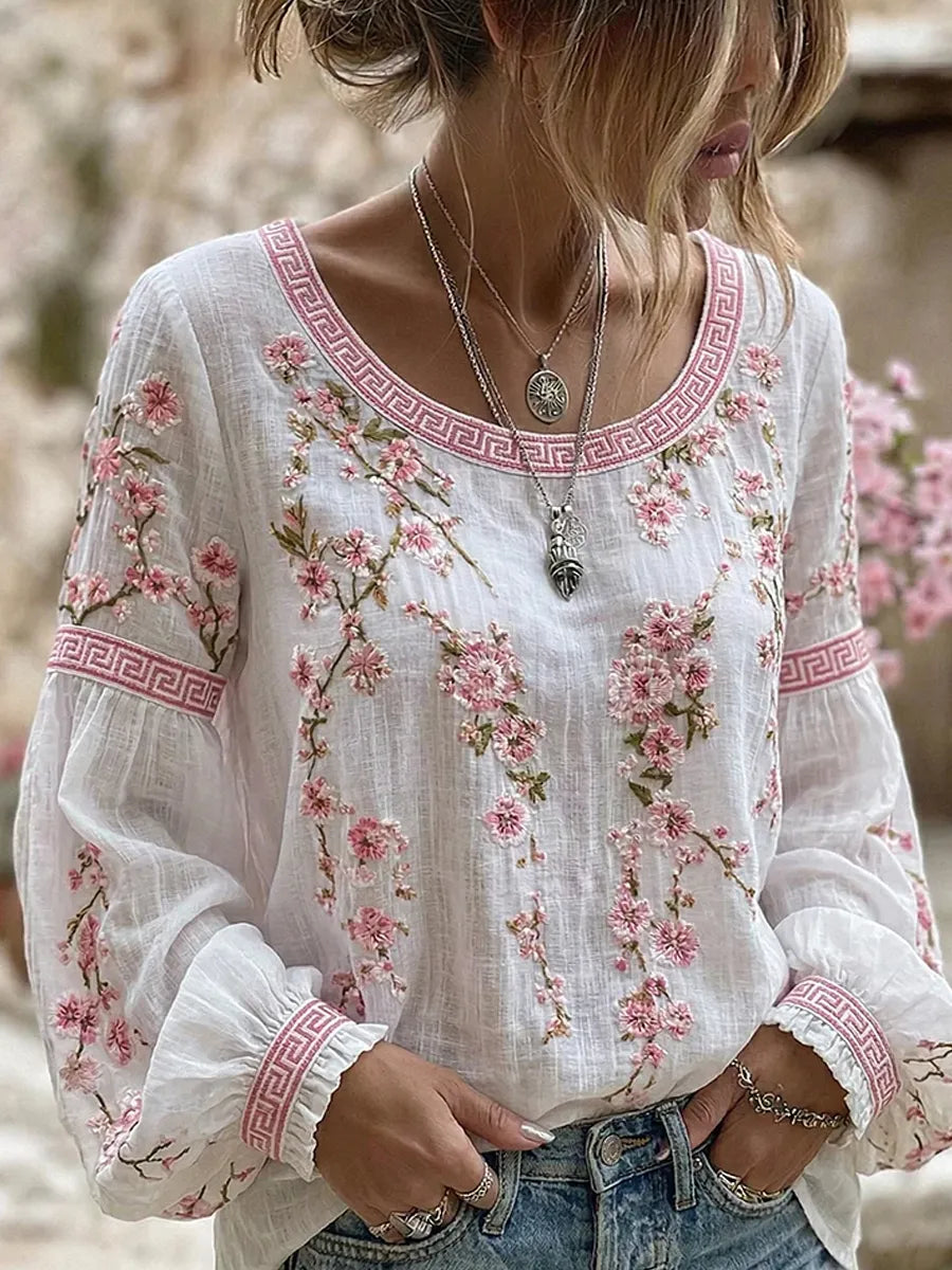 Éléonore™ | Blouse romantique brodée de fleurs 2