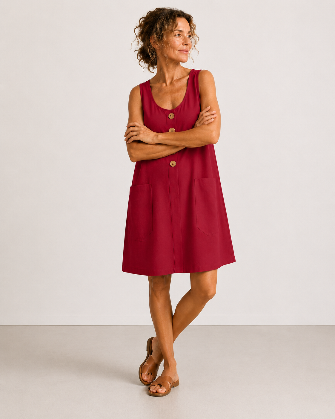 Maud™ | Robe décontractée en coton boutonnée qui camoufle le ventre