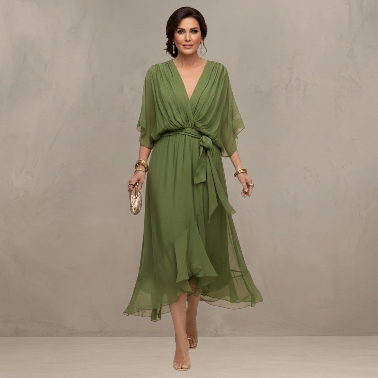 Marta™ | Robe Midi Élégante en Mousseline
