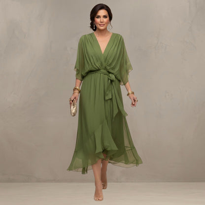 Marta™ | Robe Midi Élégante en Mousseline