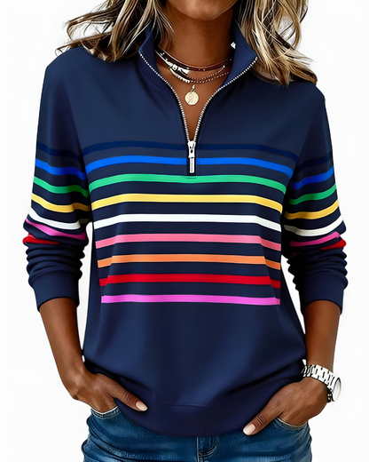 Kira™ | Pull zippé rayé confortable