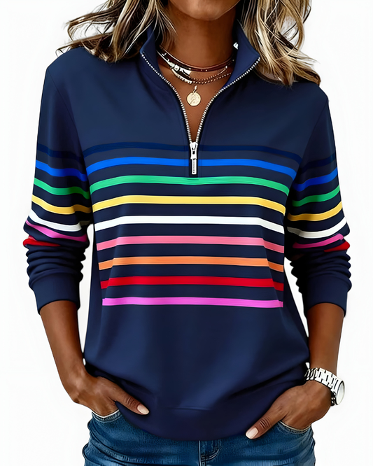 Kira™ | Pull zippé rayé confortable