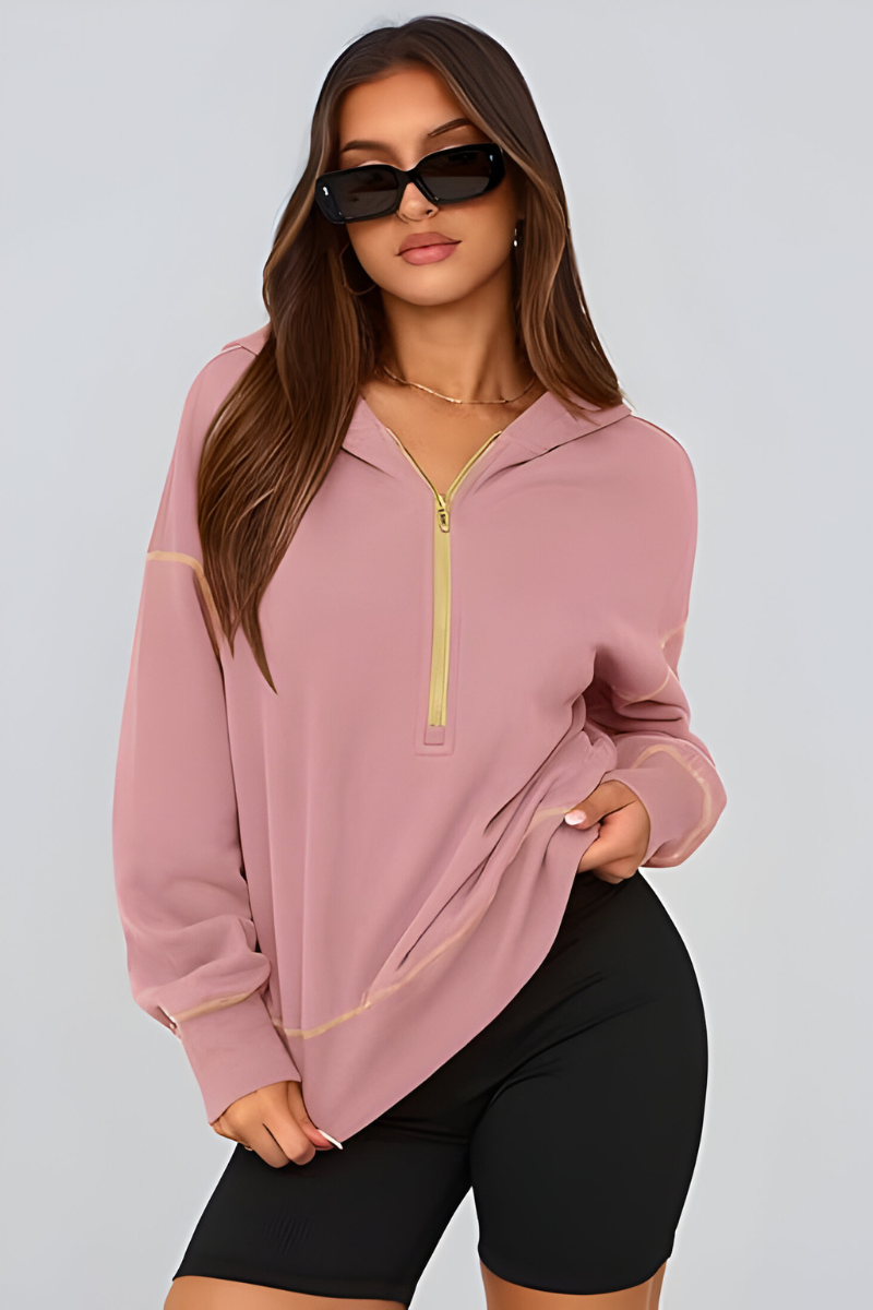Élise™ | Hoodie Luxe à Zip Demi avec Coupe Relaxée