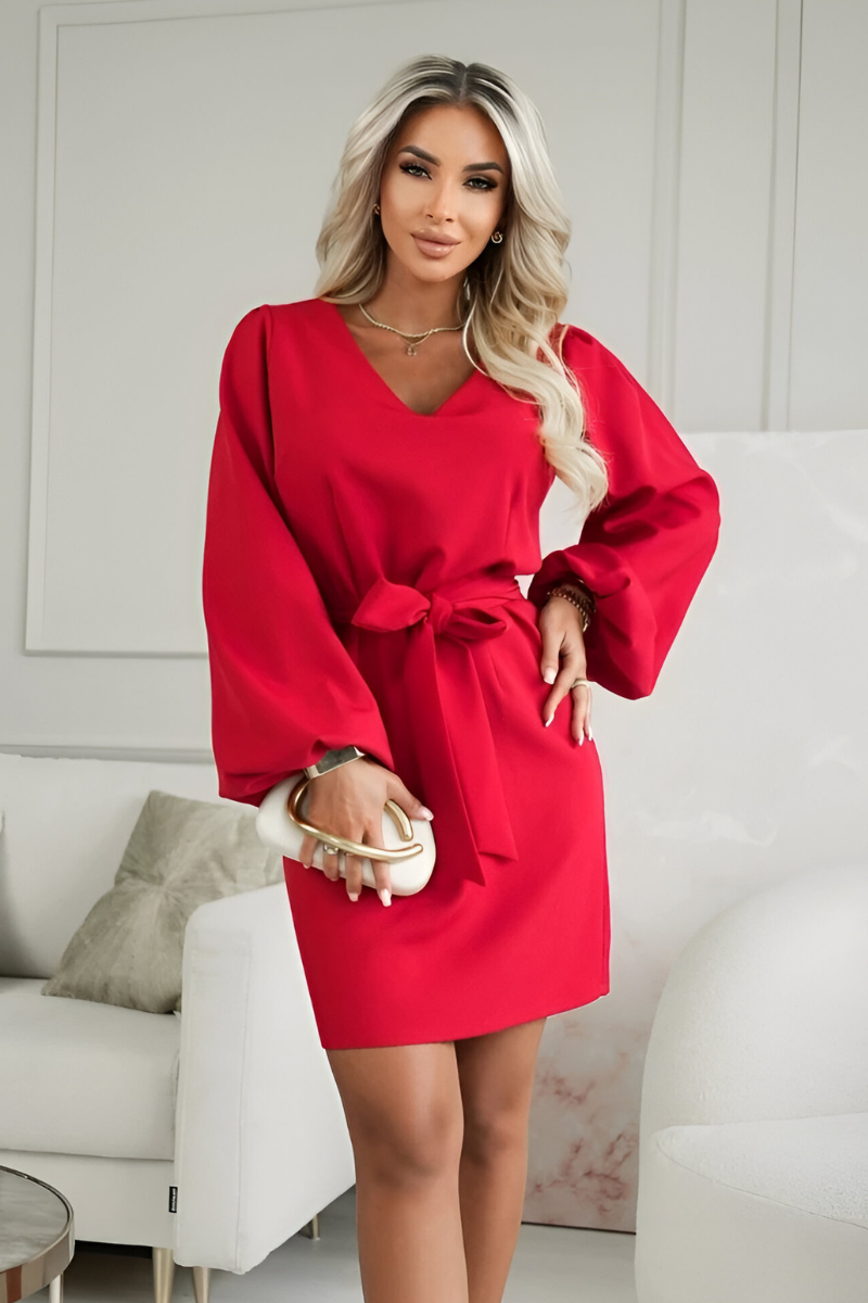 Lira™ | Élégante Robe Ceinturée en Satin