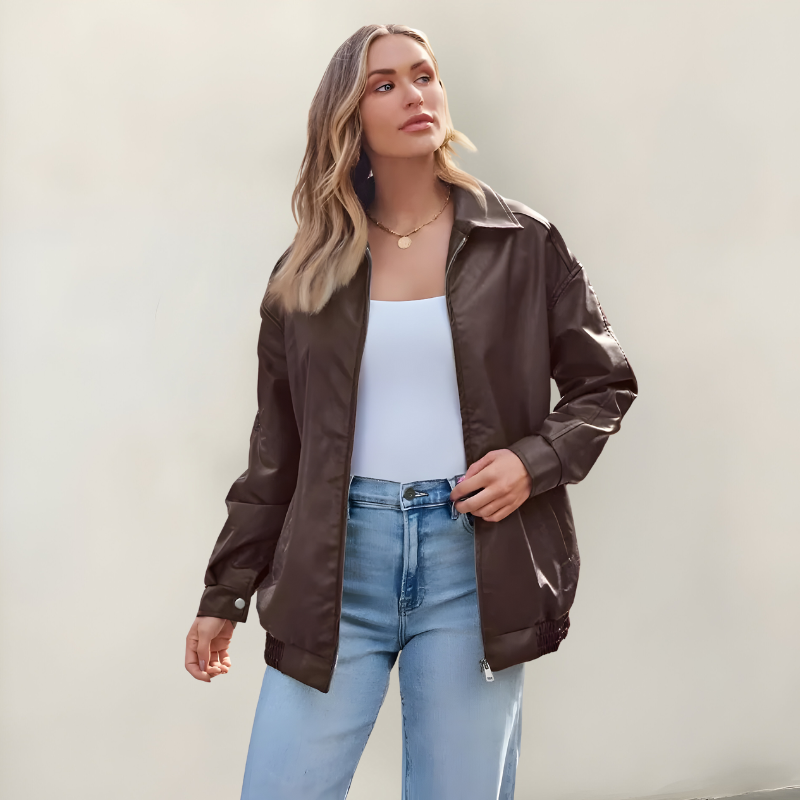 Mira | Veste en cuir oversize élégante