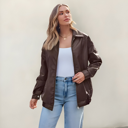 Mira | Veste en cuir oversize élégante