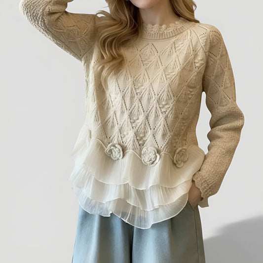 Aure™ | Pull Élégant à Texture et Volants
