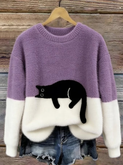 Isabelle™ | Pull oversized doux avec imprimé de chats