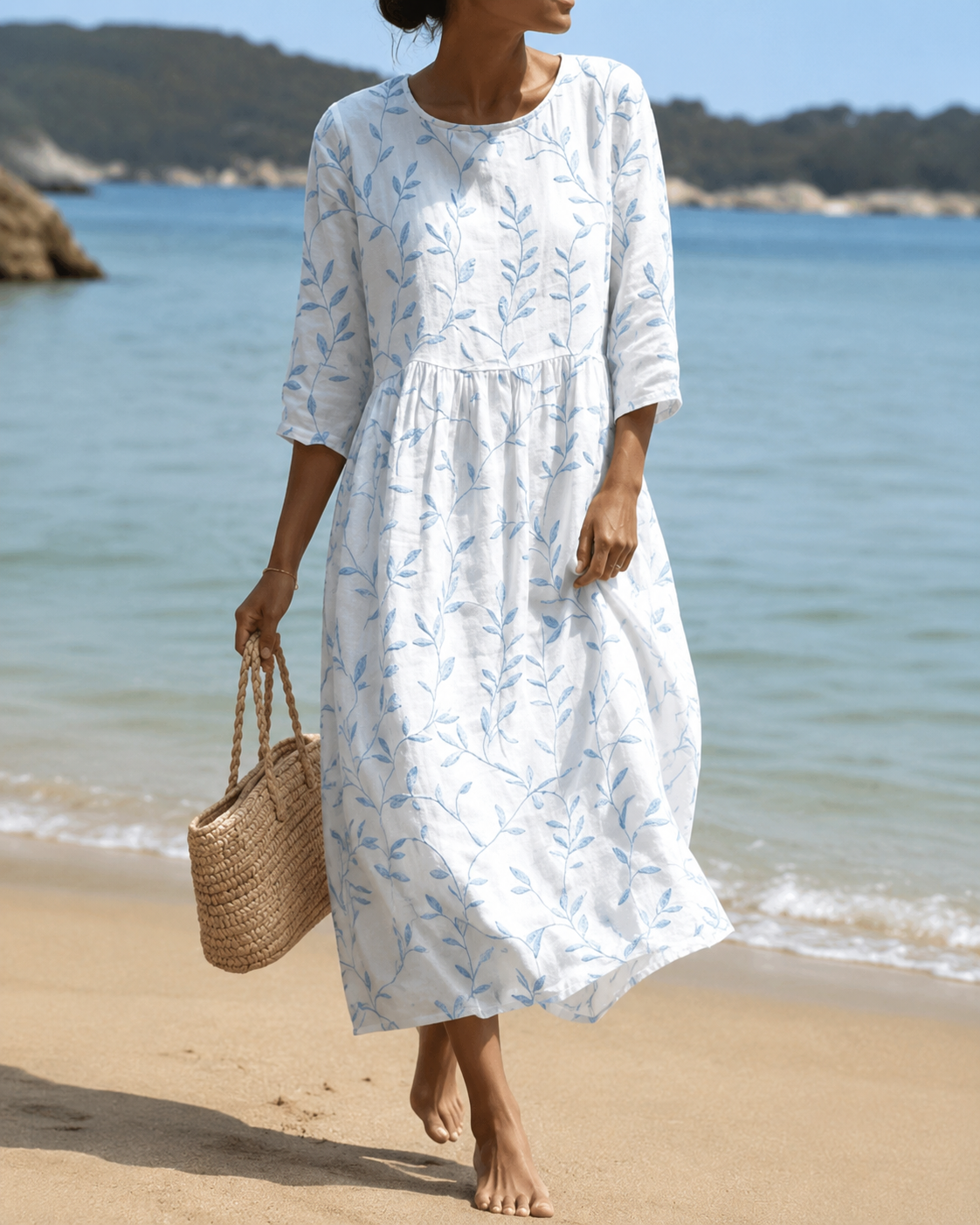 Brielle™ | Robe Midi Fleurie Brodée Gainante