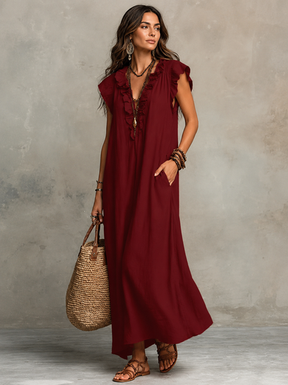 Camélia™ | Robe Maxi Bohème À Effet Ventre Plat