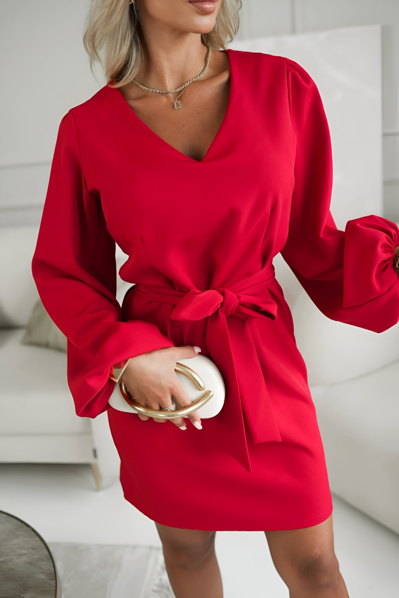 Lira™ | Élégante Robe Ceinturée en Satin