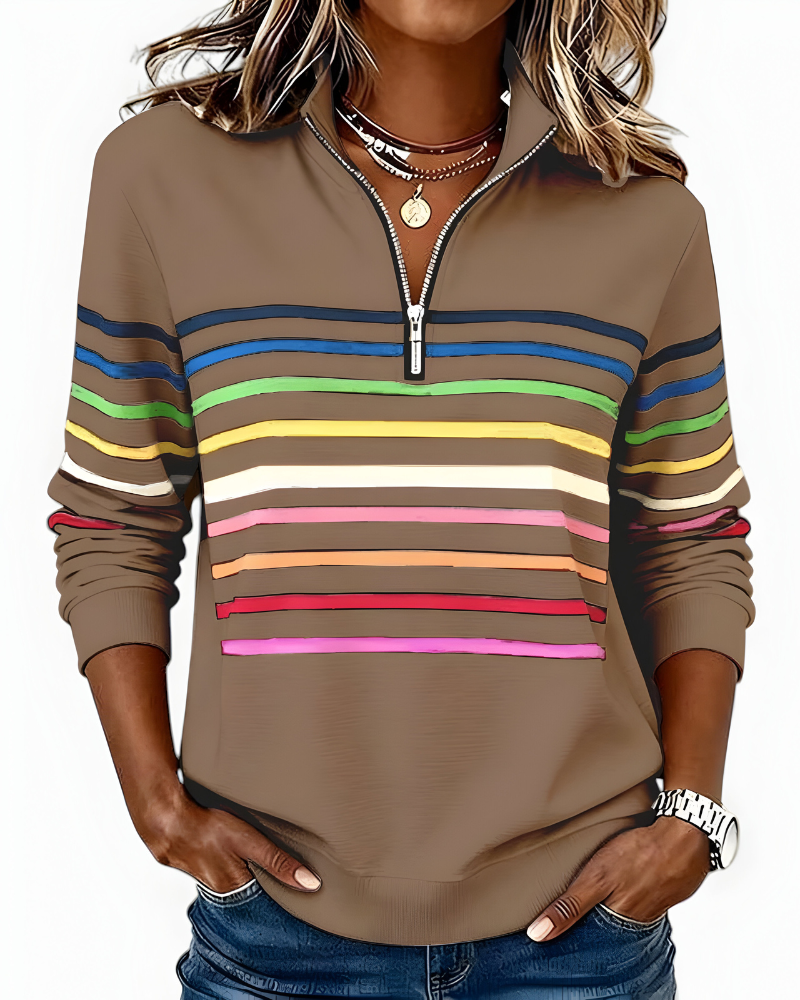 Kira™ | Pull zippé rayé confortable