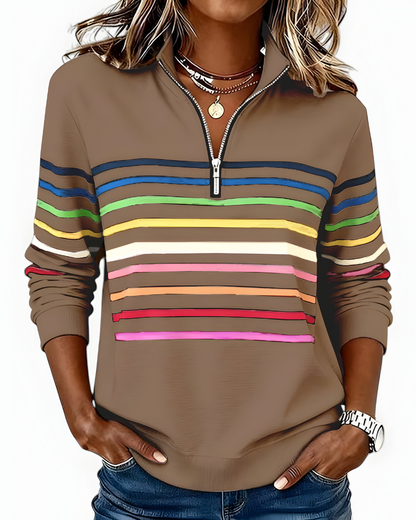 Kira™ | Pull zippé rayé décontracté