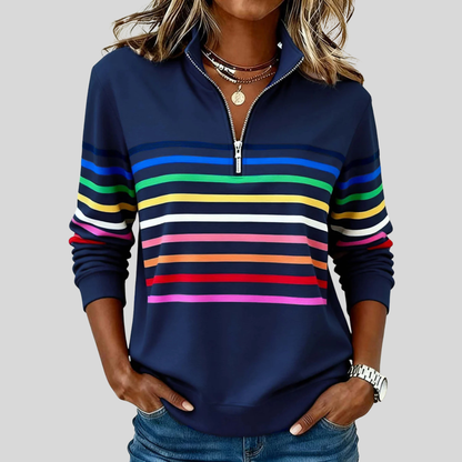 Chloé™ | Pull Rayé Coloré avec Fermeture Éclair Quart 2