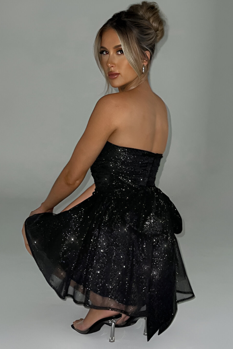 Elara™ | Robe de Cocktail Pailletée Sans Bretelles