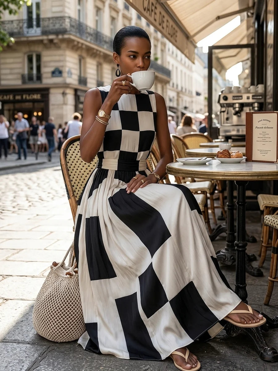 Margaux™ | Robe maxi élégante sans manches qui camoufle le ventre