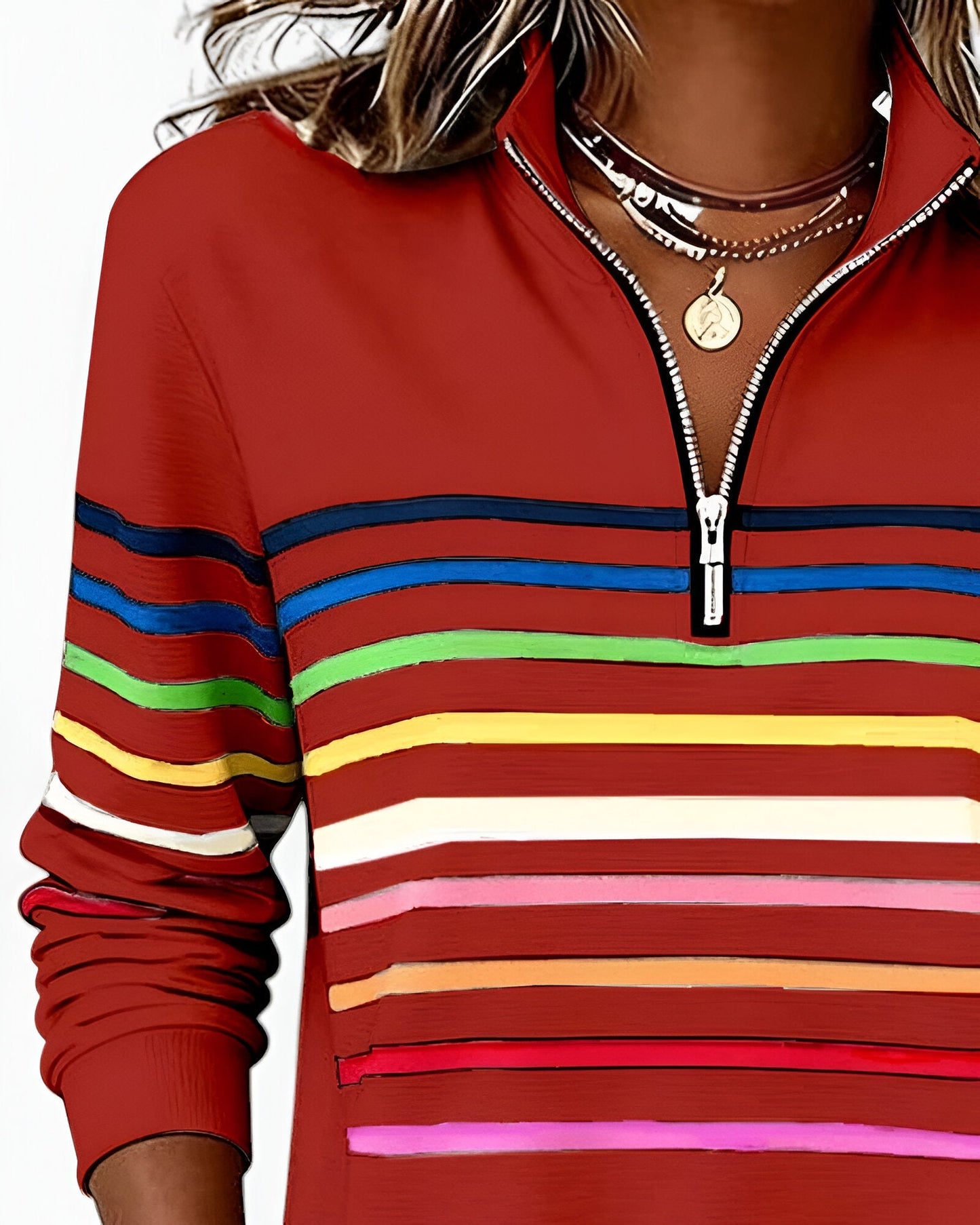 Kira™ | Pull zippé rayé confortable