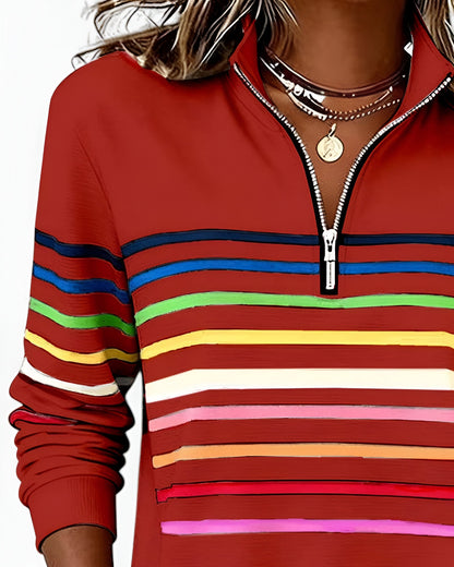 Kira™ | Pull zippé rayé confortable