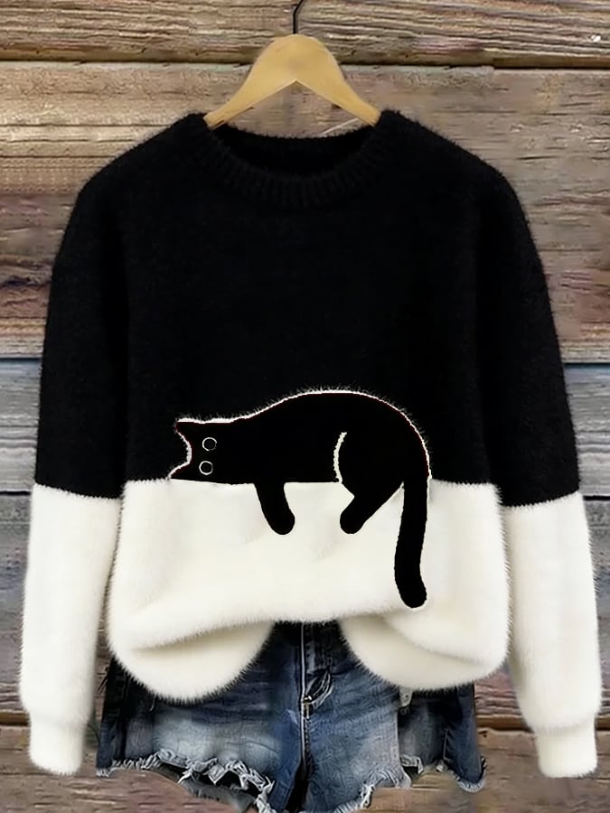 Isabelle™ | Pull oversized doux avec imprimé de chats