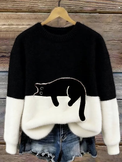 Isabelle™ | Pull oversized doux avec imprimé de chats