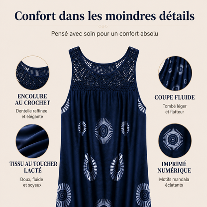 Margaux™ | Robe midi qui camoufle le ventre avec imprimé abstrait