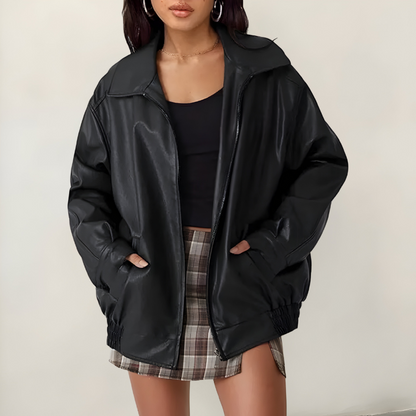Mira | Veste en cuir oversize élégante