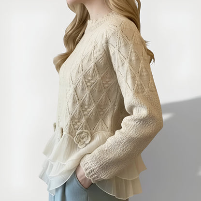 Aure™ | Pull Élégant à Texture et Volants