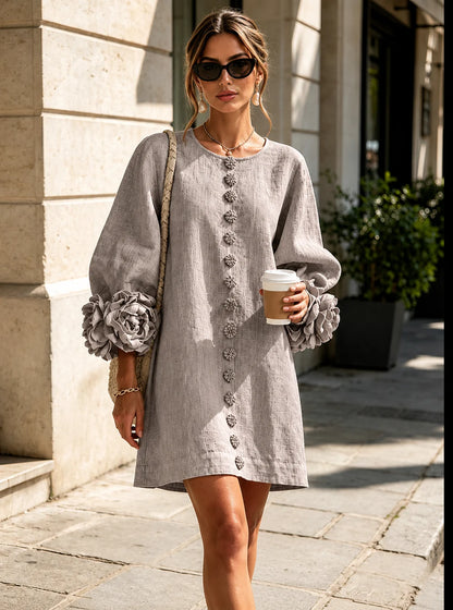 Margaux™ | Robe mini qui camoufle le ventre avec manches fleuries