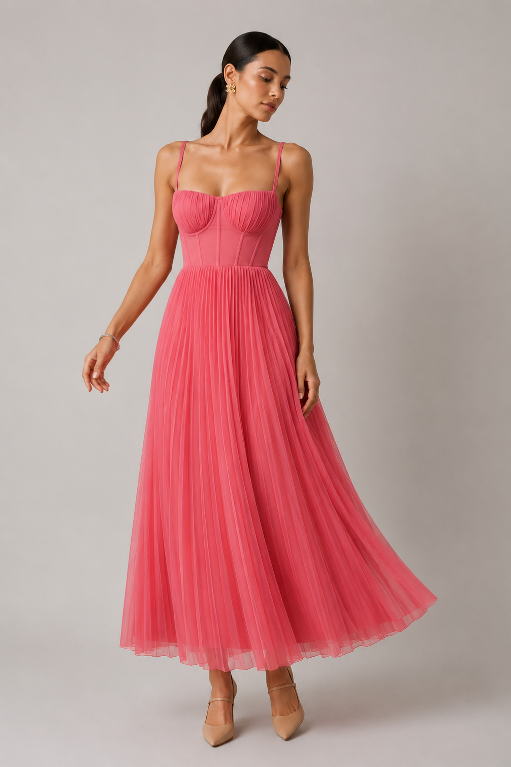 Margaux™ | Robe maxi plissée qui camoufle le ventre élégante