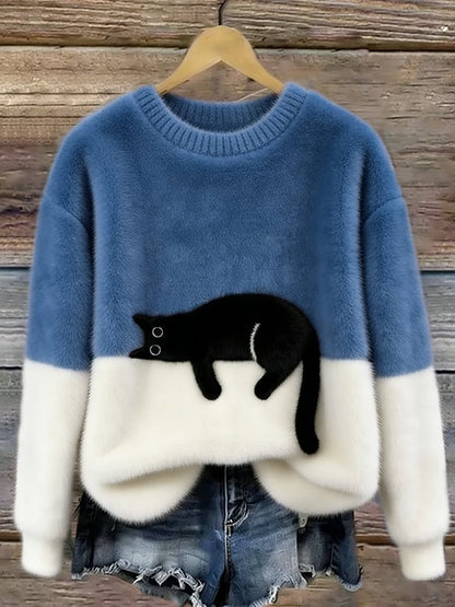 Isabelle™ | Pull oversized doux avec imprimé de chats
