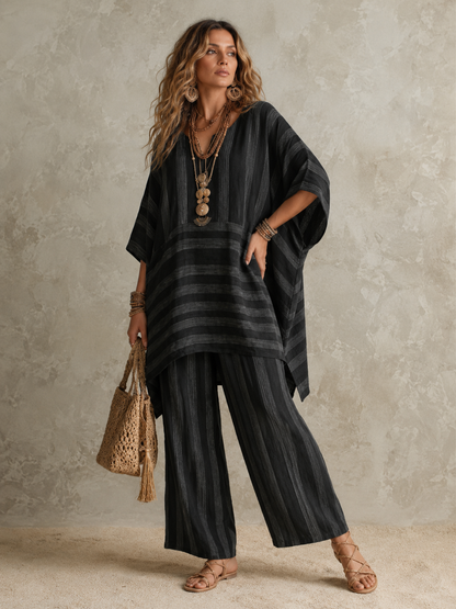 Hélène™ | Ensemble 2 pièces effet lin bohème