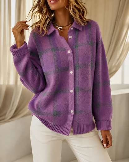 Isabelle™ | Gilet à carreaux en tricot qui camoufle le ventre