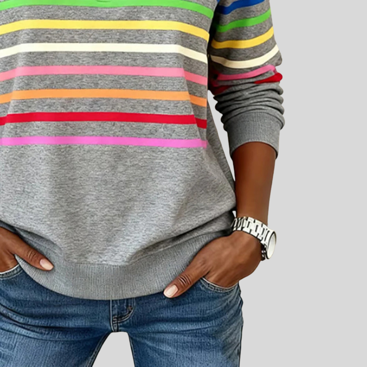 Chloé™ | Pull Rayé Coloré avec Fermeture Éclair Quart 4